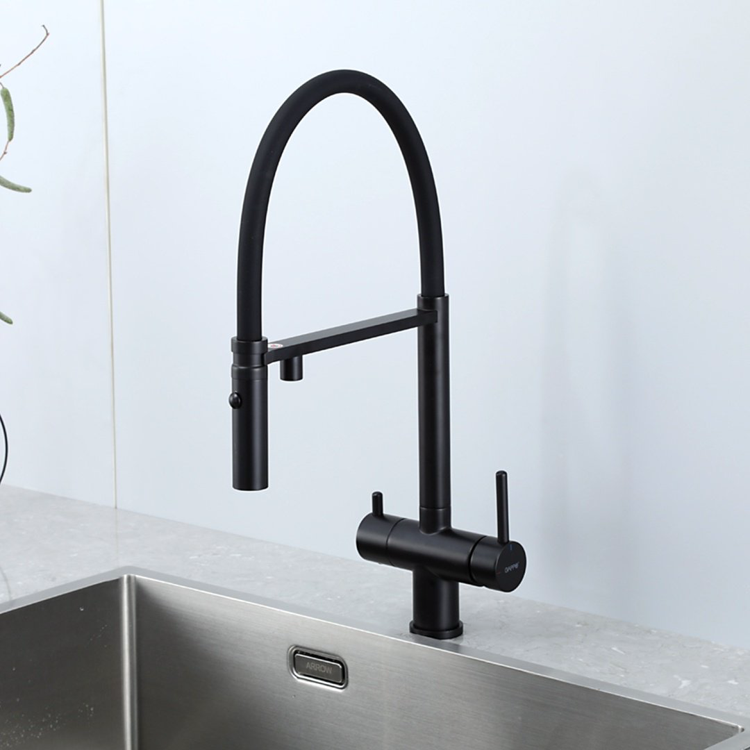 Смеситель с гибким изливом Gappo G4397-86, латунь, цвет черный купить,NaN