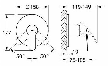 Смеситель для душа Grohe Eurostyle Cosmopolitan 24051002, однозахватный купить,95924