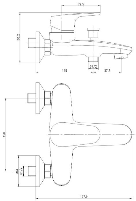 Смеситель для ванны Aquanet AF410-20C, однозахватный купить,NaN