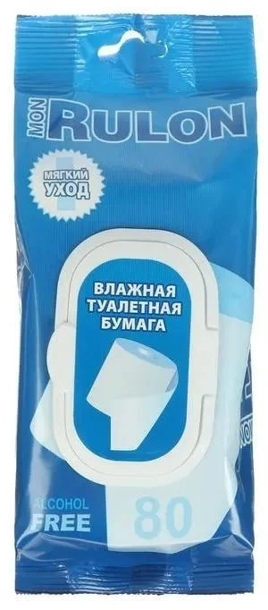 Влажная туалетная бумага Mon Rulon 1-слойная 80шт белая купить,NaN