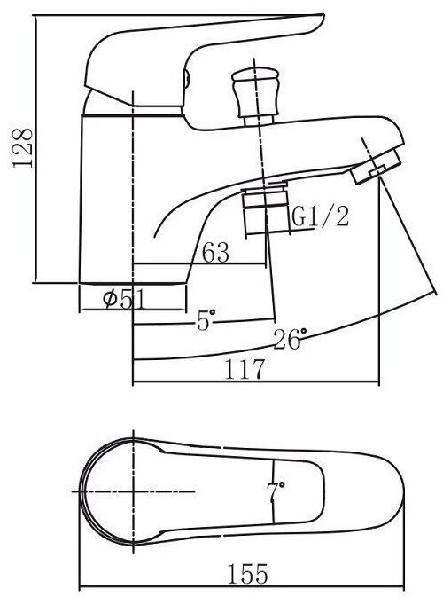 Смеситель для ванны Aquanet AF430-61С, однозахватный