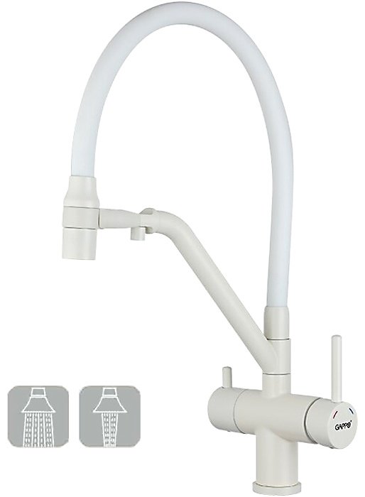 Смеситель с гибким изливом Gappo G4398-88, латунь, цвет белый купить,NaN