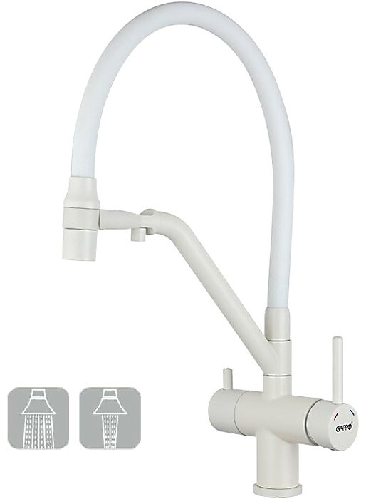 Смеситель с гибким изливом Gappo G4398-88, латунь, цвет белый купить,NaN