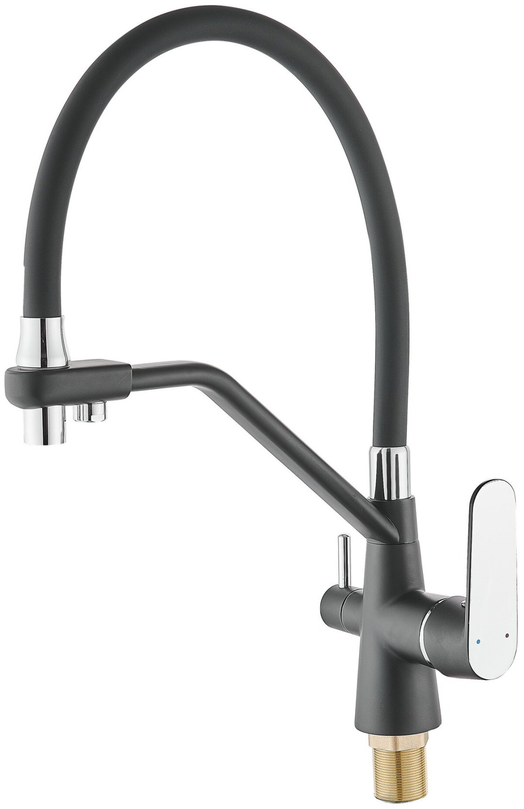 Смеситель с гибким изливом Potato P44118-6, латунь, цвет черный купить,66800