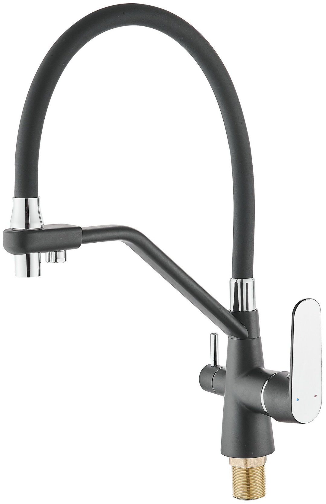 Смеситель с гибким изливом Potato P44118-6, латунь, цвет черный купить,66800