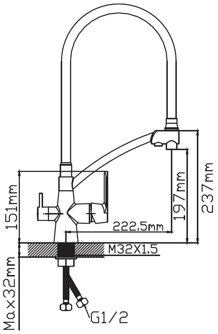 Смеситель с гибким изливом Potato P44118-6, латунь, цвет черный купить,66800