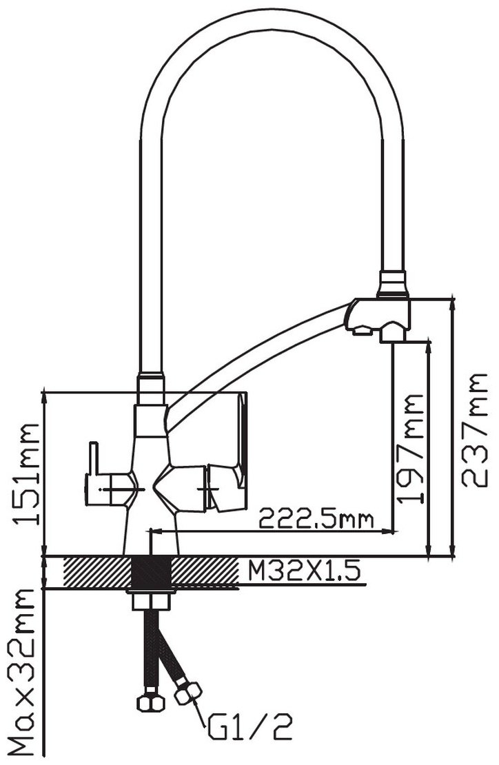 Смеситель с гибким изливом Potato P44118-6, латунь, цвет черный купить,66800