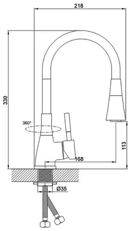 Смеситель с гибким изливом Potato P36284-7, цинк, цвет белый, хром