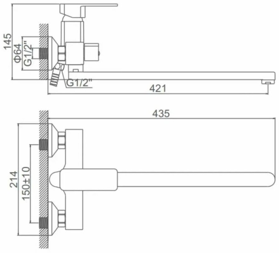 Смеситель для ванны Accoona A7126, силумин, цвет хром купить,NaN