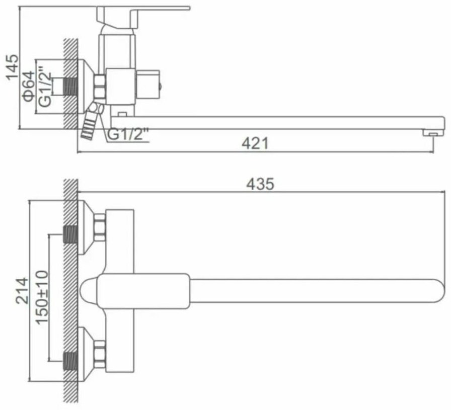 Смеситель для ванны Accoona A7126, силумин, цвет хром купить,NaN