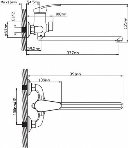 Смеситель для ванны Cronwil CP043-22, латунь, цвет хром
