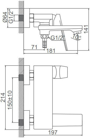 Смеситель для ванны Accoona A63125, латунь, цвет хром купить,NaN