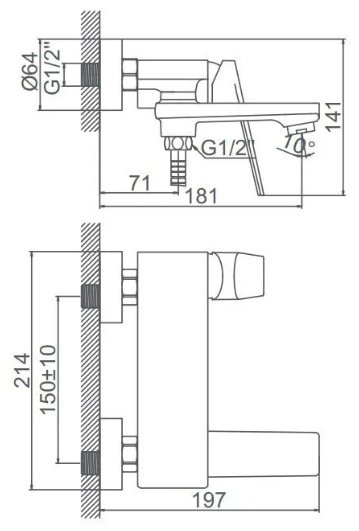 Смеситель для ванны Accoona A63125AT, латунь, цвет черный купить,NaN