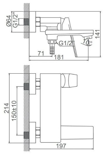 Смеситель для ванны Accoona A63125AT, латунь, цвет черный купить,NaN