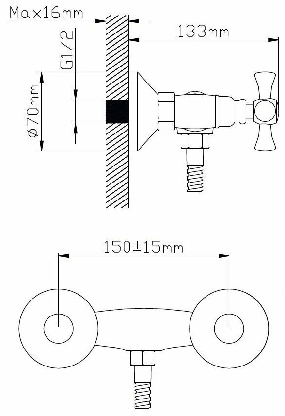 Смеситель для ванны Potato P2064, латунь, цвет хром