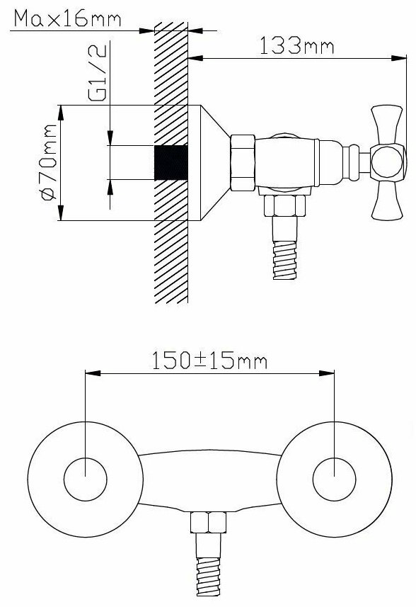 Смеситель для ванны Potato P2064, латунь, цвет хром
