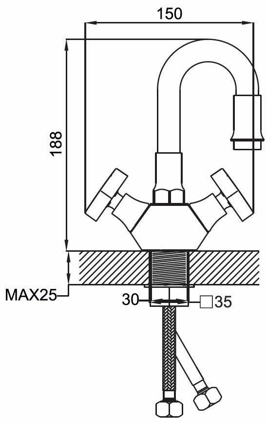 Смеситель с гибким изливом Potato p58312-6, цинк, цвет черный