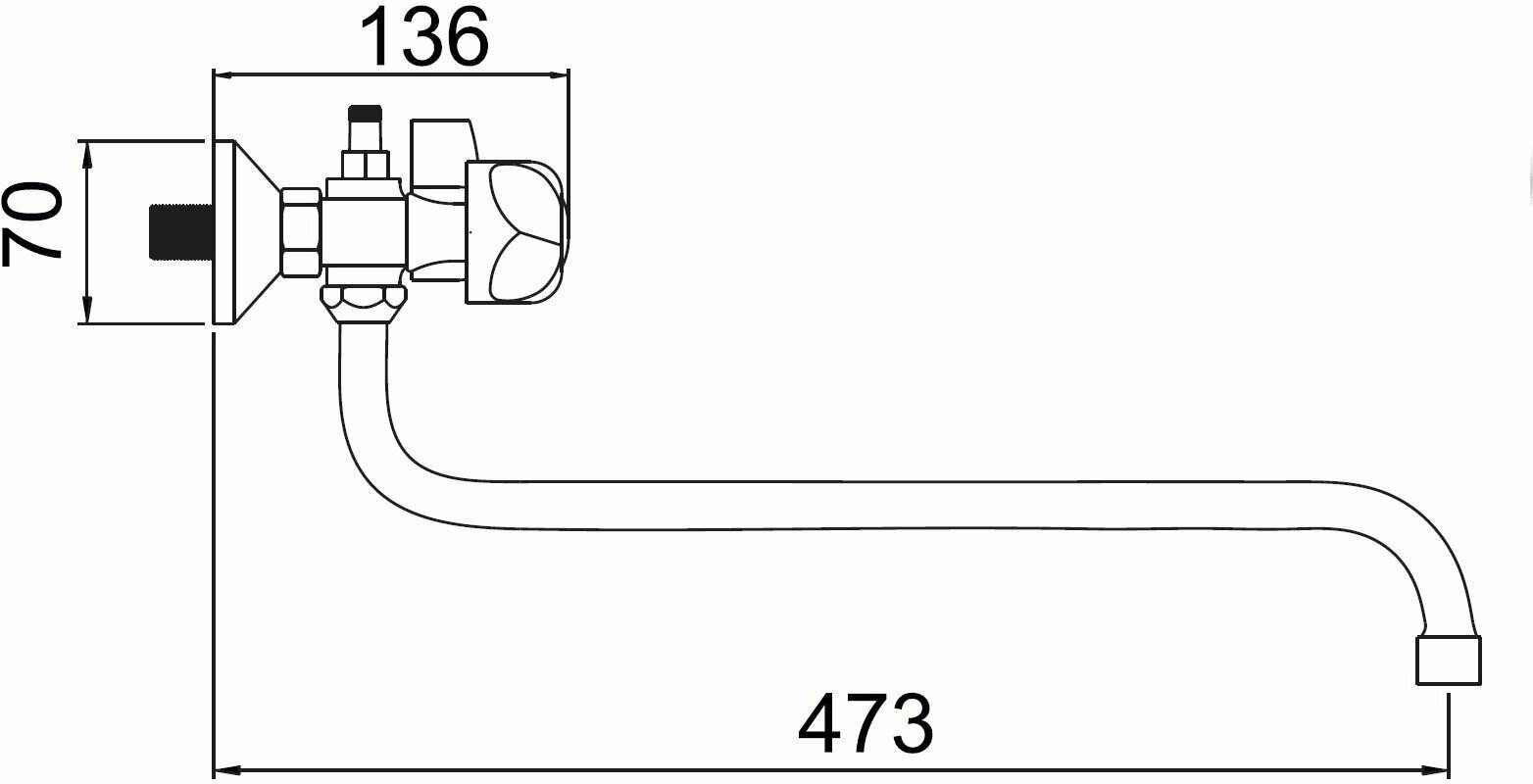 Смеситель для ванны Potato P2470, латунь, цвет хром