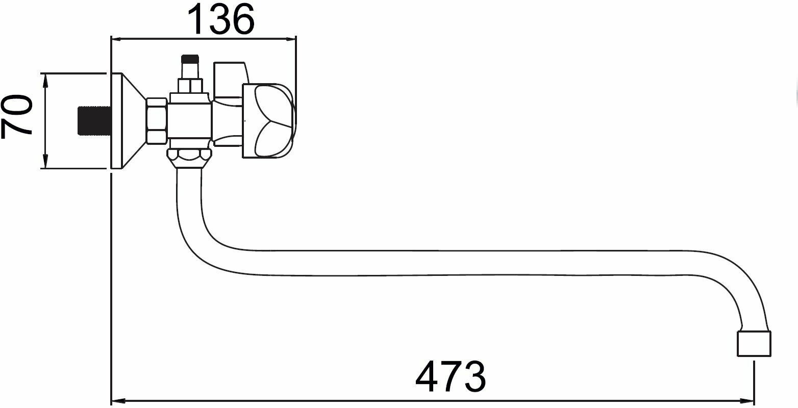 Смеситель для ванны Potato P2470, латунь, цвет хром купить,30100