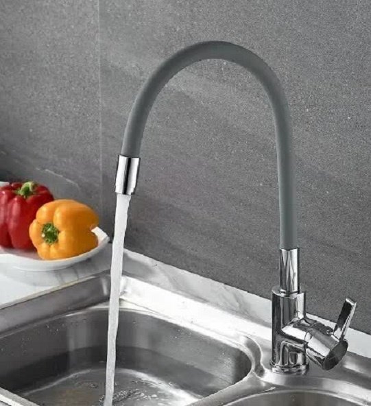 Смеситель с гибким изливом Accoona 9890АT, силумин, цвет серый, хром купить,NaN
