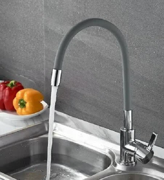 Смеситель с гибким изливом Accoona 9890АT, силумин, цвет серый, хром купить,NaN