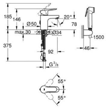 Смеситель для раковины (умывальника) Grohe S-Size, однозахватный купить,NaN
