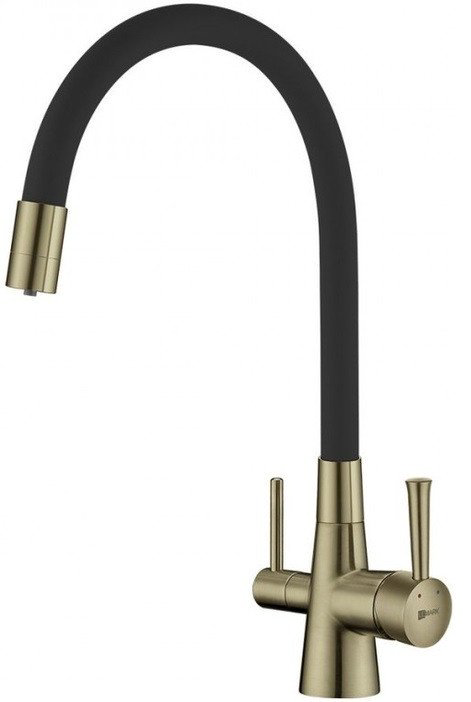 Смеситель с гибким изливом Lemark LM3075B, латунь, цвет черный, бронзовый