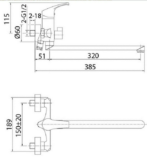 Смеситель для ванны с душем BRAVAT F6121179CP-01L BRAVAT REAL, однозахватный
