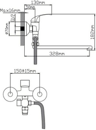 Смеситель для ванны Potato P2104, латунь, цвет хром