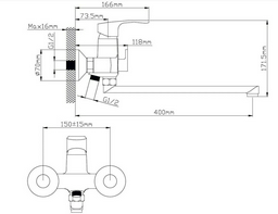 Смеситель для ванны Potato P22225, однозахватный