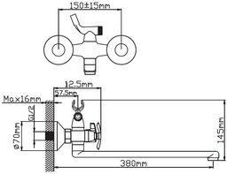 Смеситель для ванны Potato P23304, латунь, цвет хром