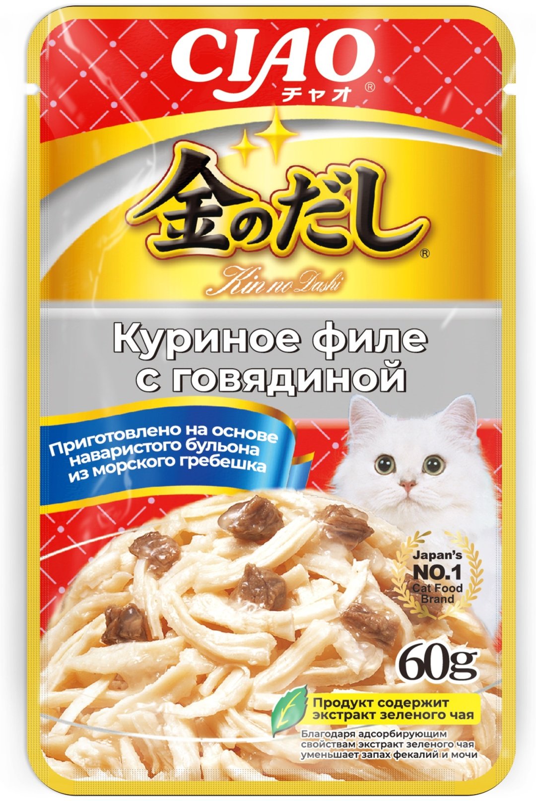 Корм INABA кусочки в желе курица, говядина 60 г 1 шт