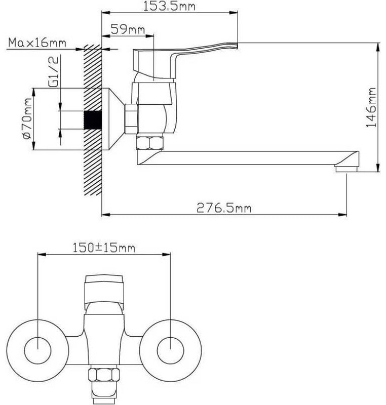 Смеситель для ванны Potato P46209, латунь, цвет хром купить,30800