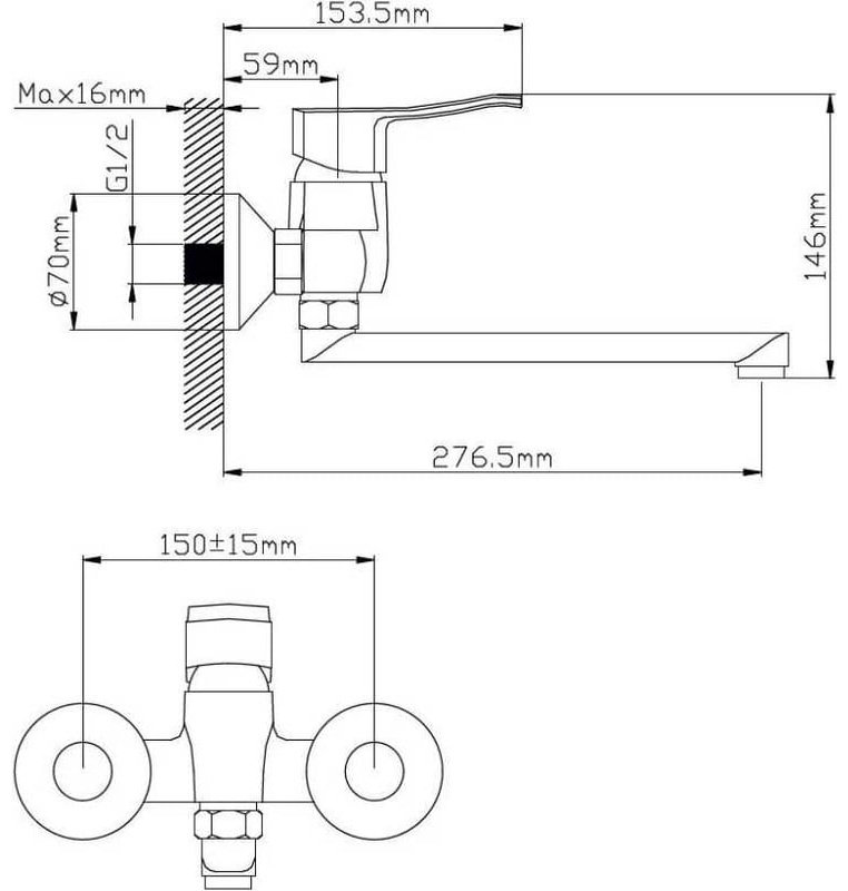 Смеситель для ванны Potato P46209, латунь, цвет хром купить,30800