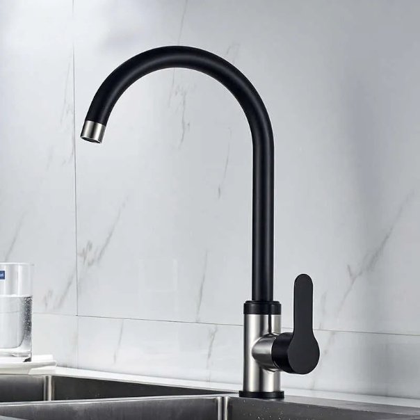 Смеситель с гибким изливом Accoona A48107F, латунь, цвет черный купить,NaN