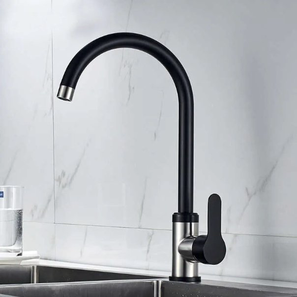 Смеситель с гибким изливом Accoona A48107F, латунь, цвет черный купить,NaN