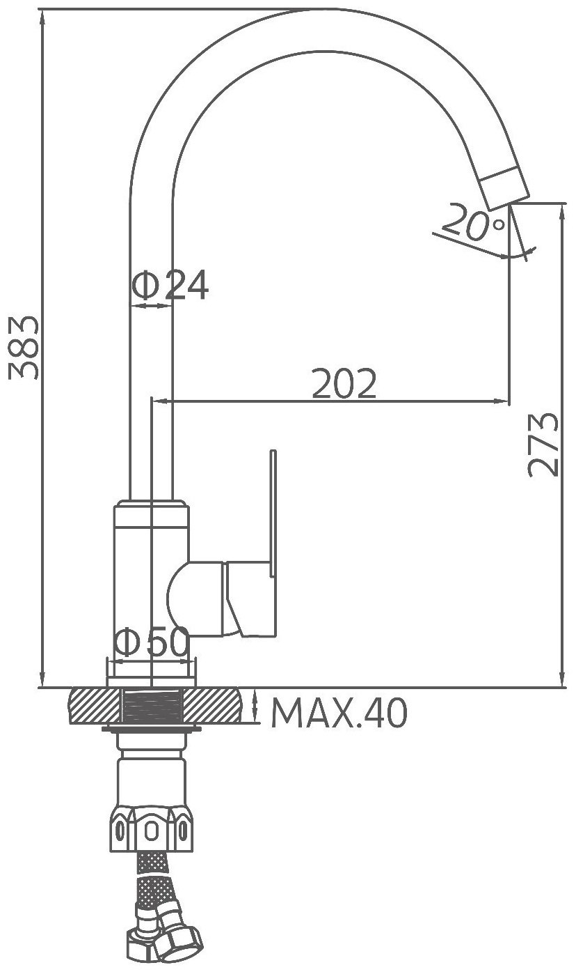 Смеситель с гибким изливом Accoona A48107F, латунь, цвет черный купить,NaN