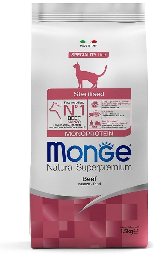 Корм Monge Monoprotein Sterilised для стерилизованных говядина 1.5 кг купить,10790