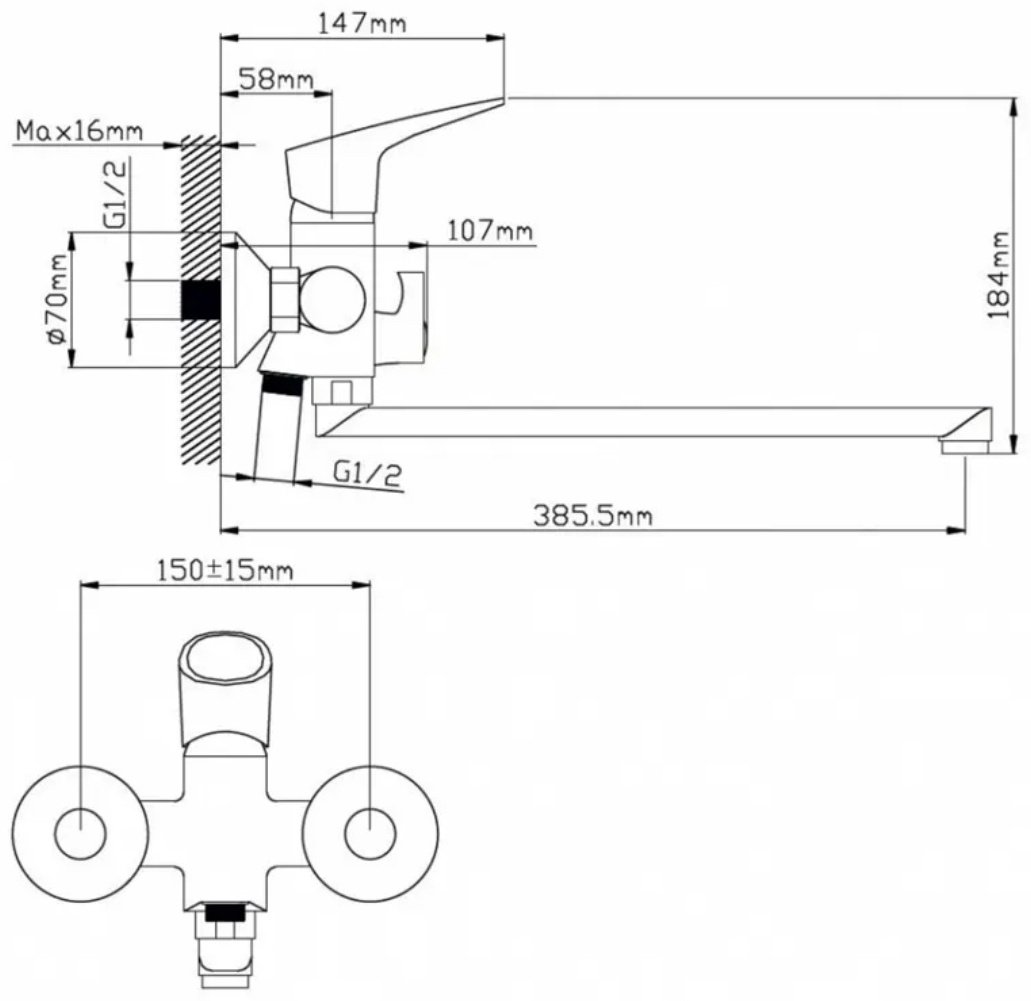 Смеситель для ванны Potato P22221, однозахватный купить,46700