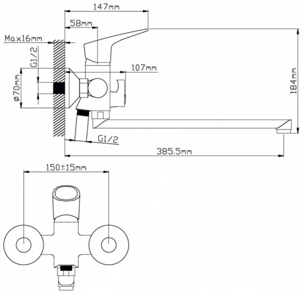 Смеситель для ванны Potato P22221, однозахватный купить,46700