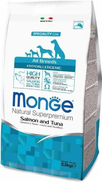 Корм Monge All Breeds Hypoallergenic Salmone&Tuna Лосось и тунец для взрослых всех пород 2.5 кг - ForteMarket Корм Monge All Breeds Hypoallergenic Salmone&Tuna Лосось и тунец для взрослых всех пород 2.5 кг купить,13065