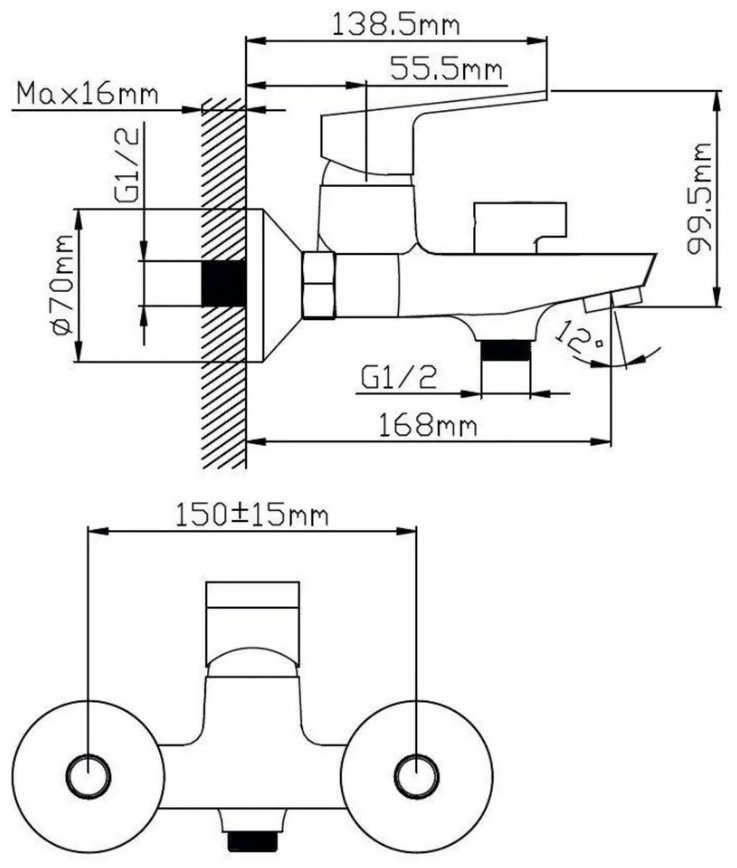 Смеситель для ванны Potato P30235, однозахватный купить,35600