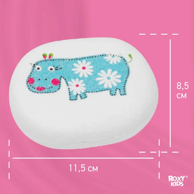 Губка для тела Roxy-Kids хлопок/махра 11.5х8.5см голубая купить,NaN