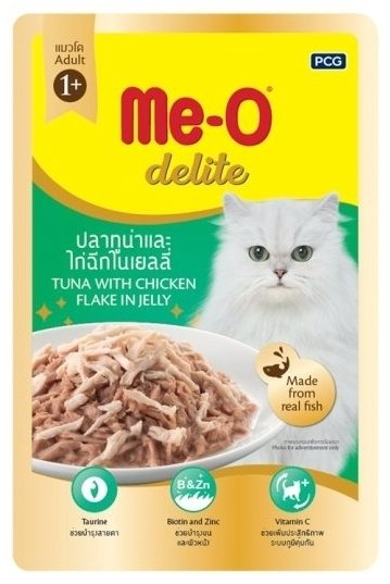 Корм Me-O Delite кусочки в желе курица, тунец 70 г 1 шт