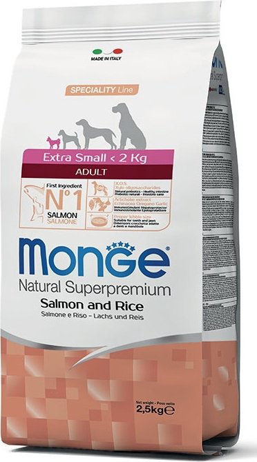 Корм Monge Extra Small Adult Salmon для экстра мелких пород лосось 2.5 кг