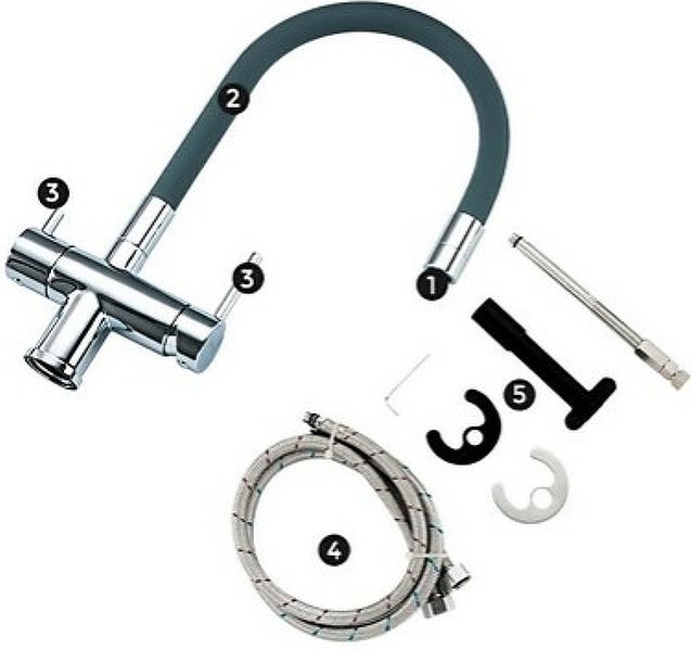 Смеситель с гибким изливом Gappo G4398-30, латунь, цвет серый купить,NaN