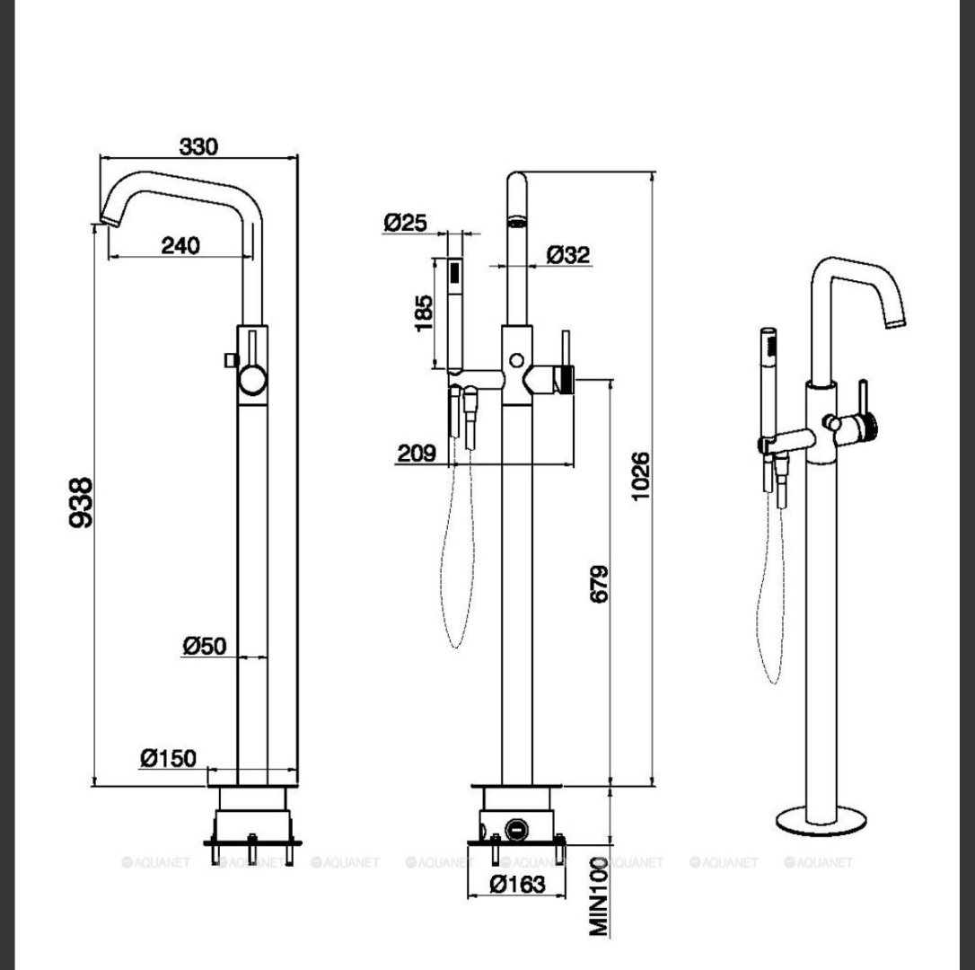 Смеситель для ванны ALLEN BRAU 5.31008-MG, латунь, цвет графит купить,868600