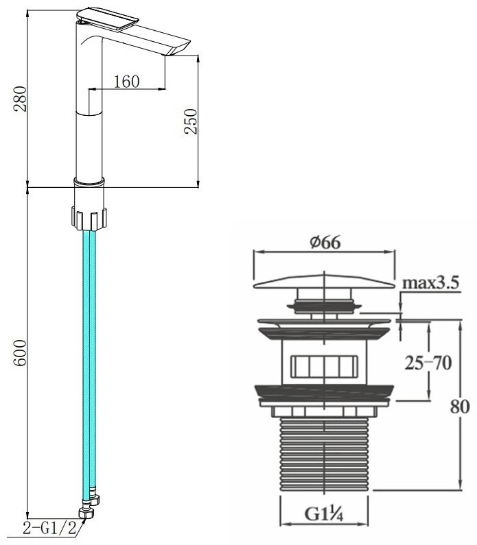 Смеситель для раковины (умывальника) Boch Mann COMO BG XL, однозахватный купить,122200