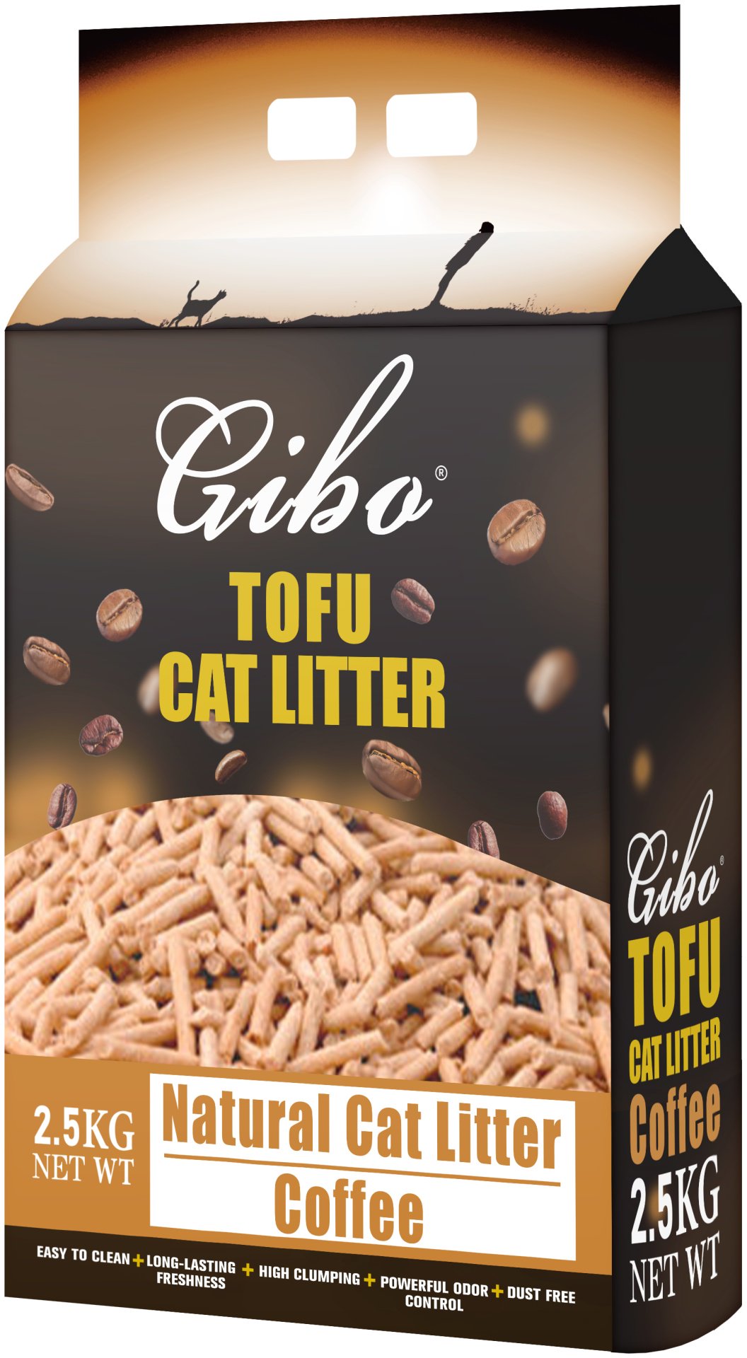 Наполнитель Gibo Tofu с ароматом кофе комкующийся 2.5 кг