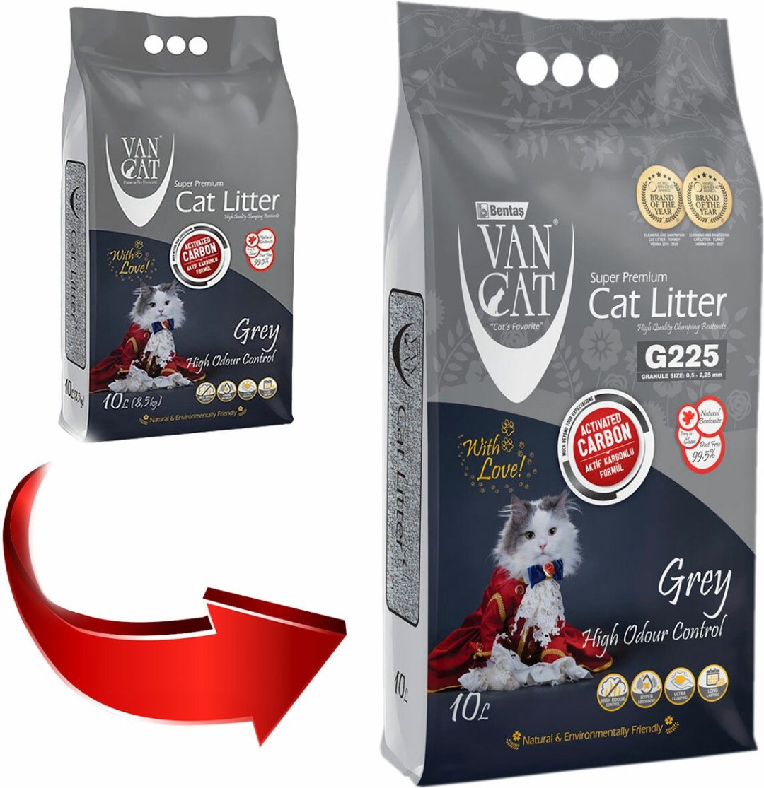 Наполнитель Van Cat Grey комкующийся 8.5 кг